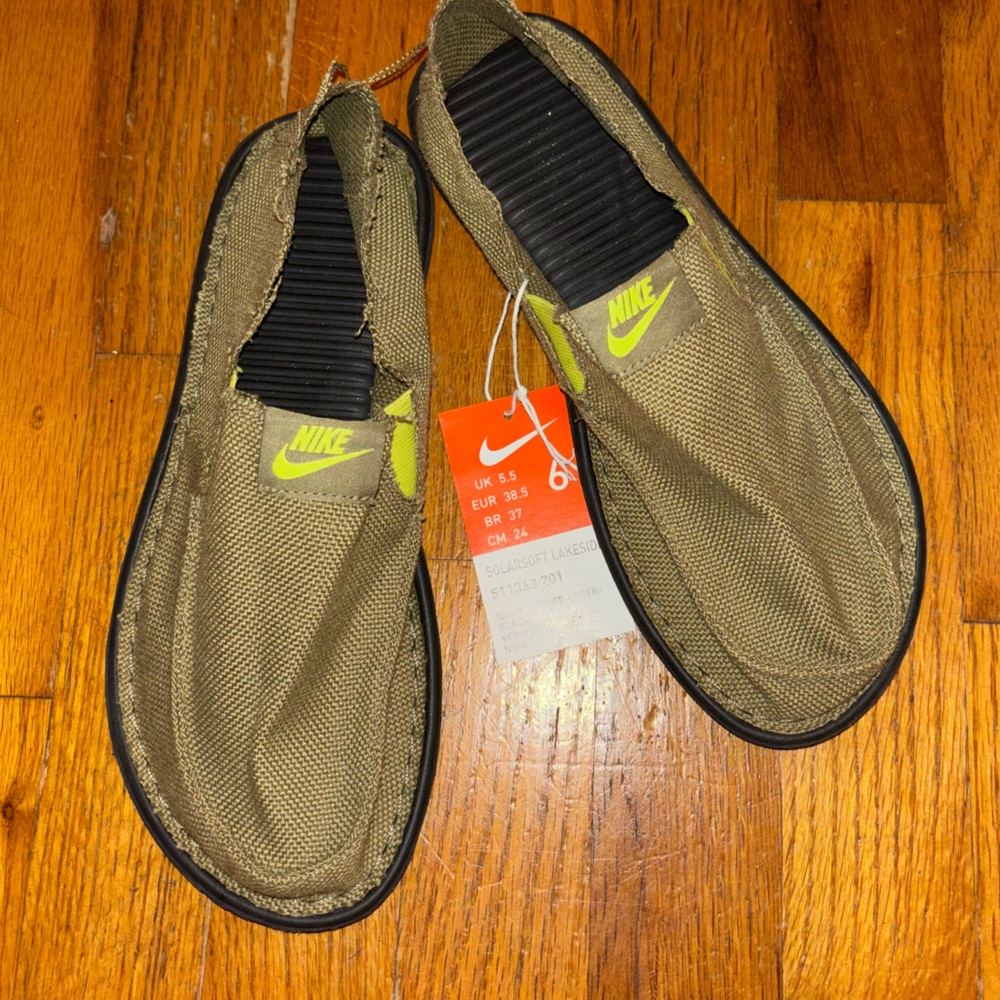 Nike Khaki Slip-On Shoes with Black Trim